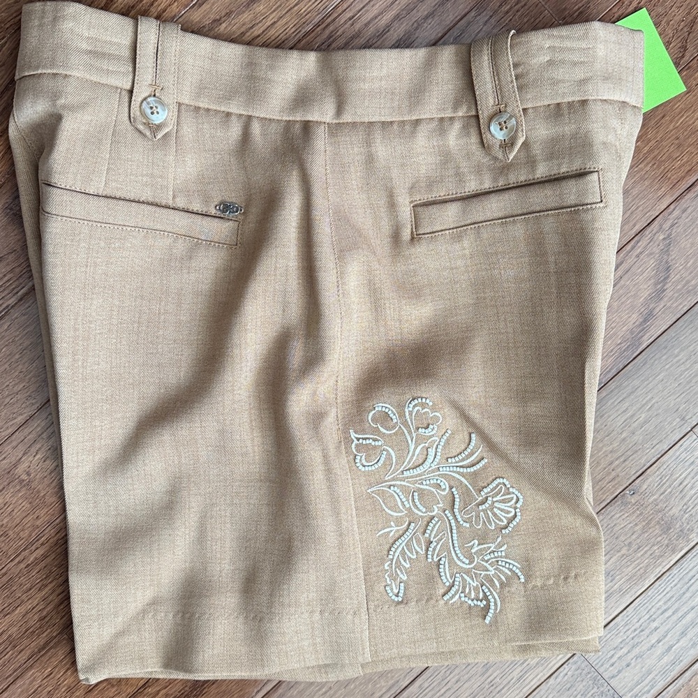 Sam Edelman Tan Embroidered High-Rise Beaded Embellished Shorts Women’s Size 6 - Picture 12 of 14